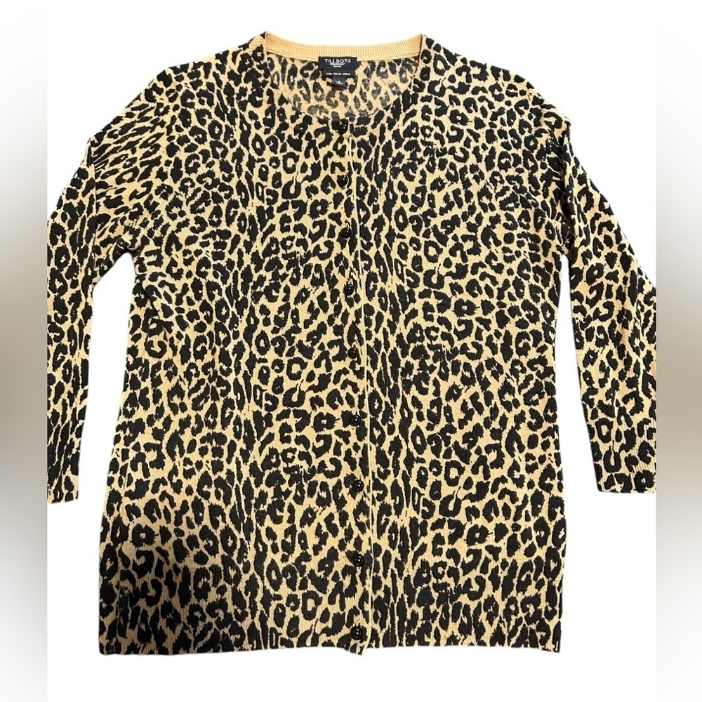 Talbots animal print Cardigan size small